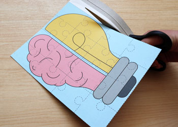 brain lightbulb paper puzzle craft