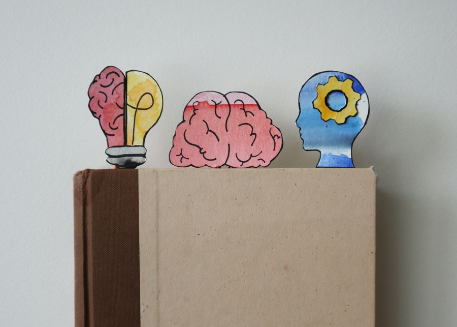Water Color Brain-Themed Paper Clip Bookmark Craft