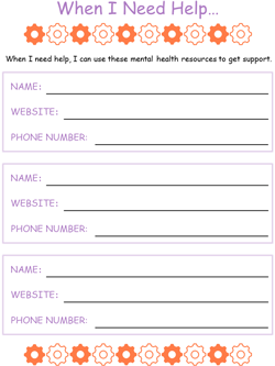 Youth Mental Health Resources Worksheet